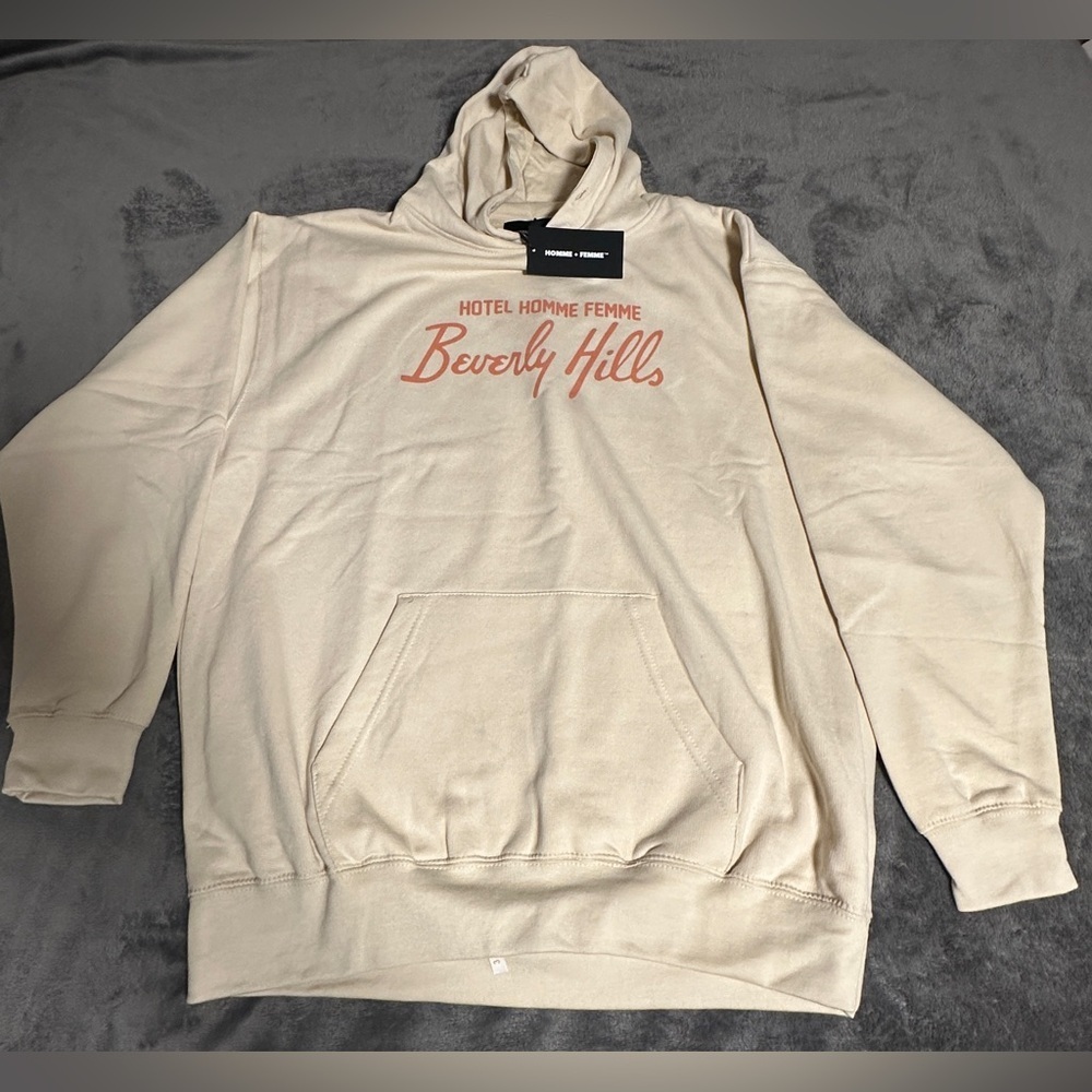 Homme + Femme Beige Hoodie Size Lg New